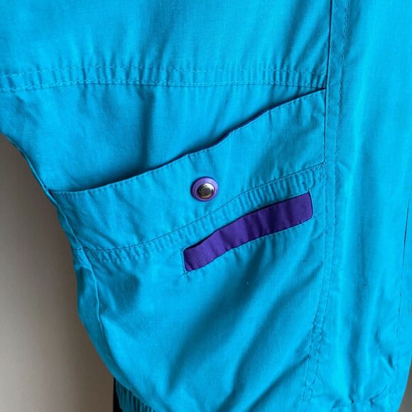 Vintage Casual Club Size Small Ski Jacket Teal Purple Lined Retro 90s Two Tone - Picture 5 of 10